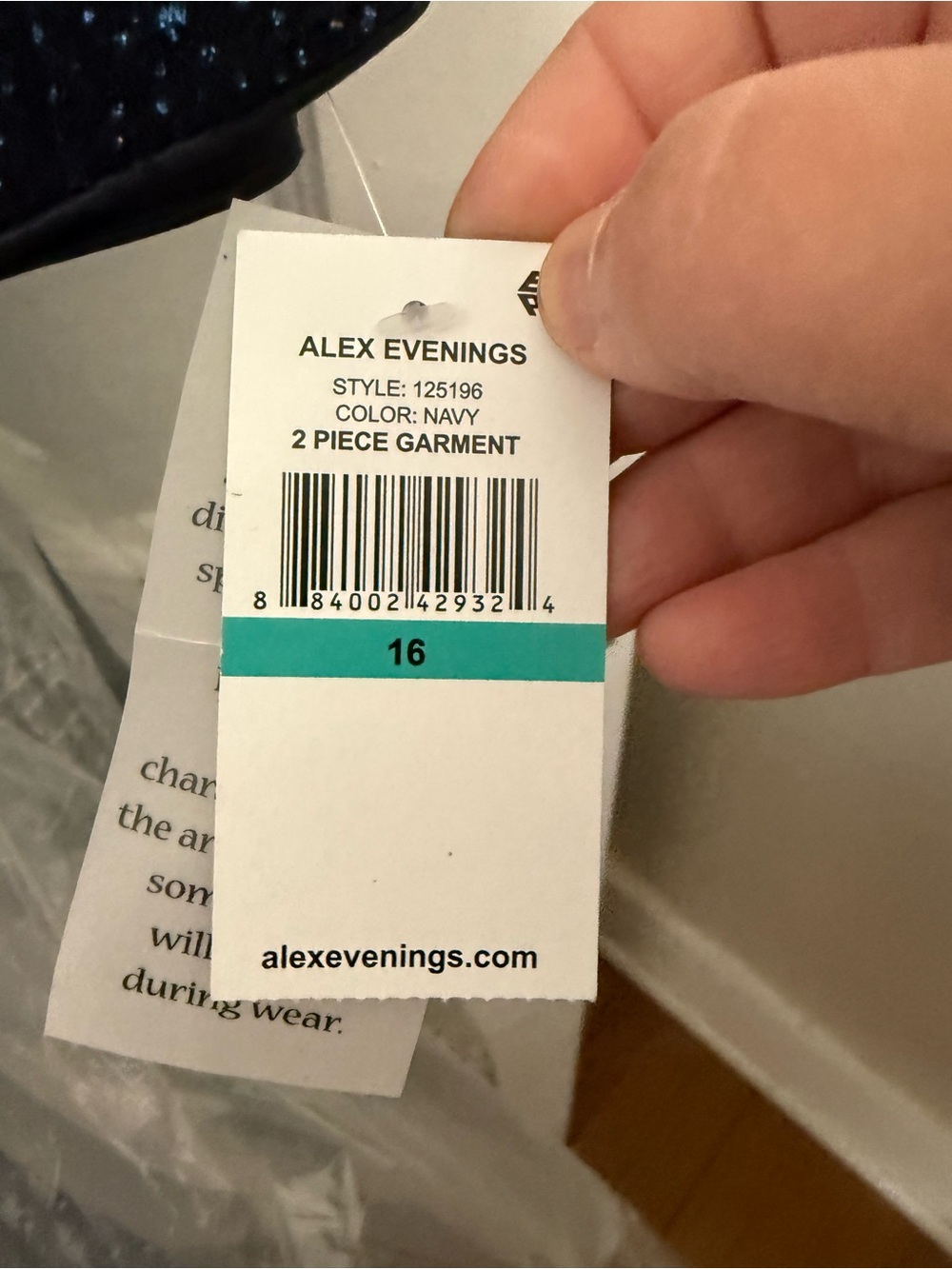 NWT- Alex Evenings Navy Empire Waist Evening Dress with Sparkle Bolero Jacket 16 - Picture 8 of 8